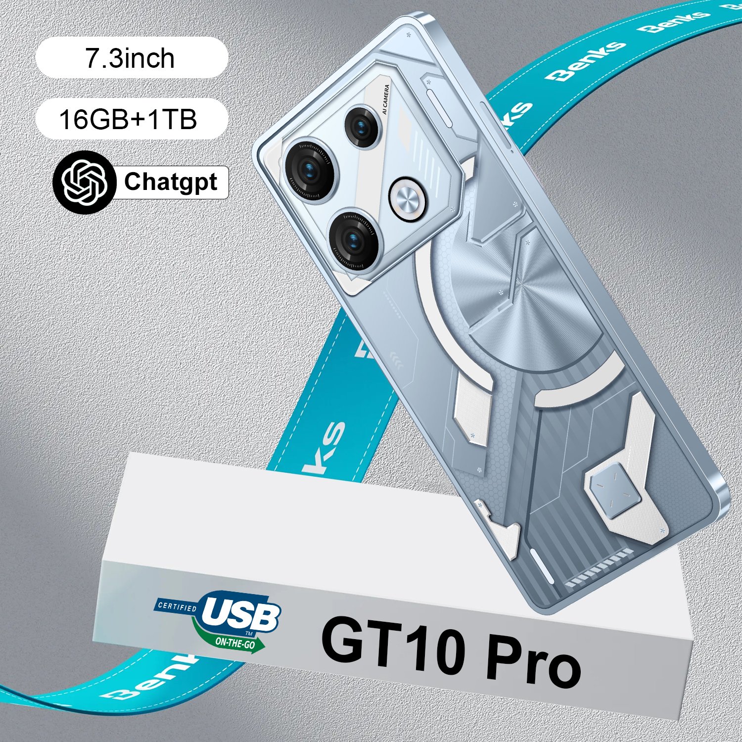 New GT10 PRO Global Unlocking 3G 4G Smartphone 16GB+1TB 7.3-inch Full Screen Android 13 mobile Phone